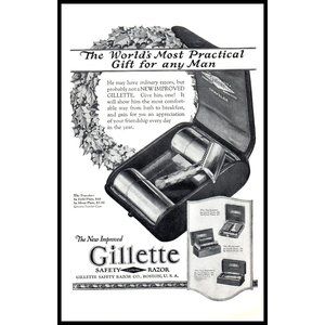 1924 Gillette The Traveler Safety Razor Christmas Gift Vintage Print Ad Wall Art
